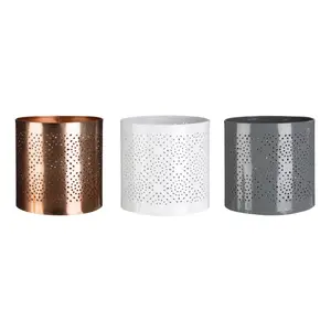 Interiors by Premier Punched Grey Finish Small Candle Holder