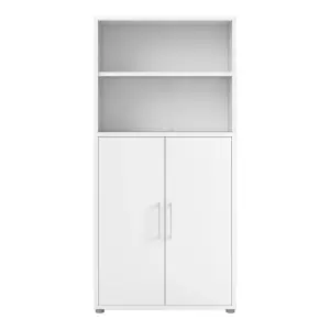 Prima Bookcase 4 Shelves with 2 Doors in White