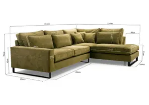 MIDNIGHT ELEGANCE - large corner sofa L-shape Right width 314 cm