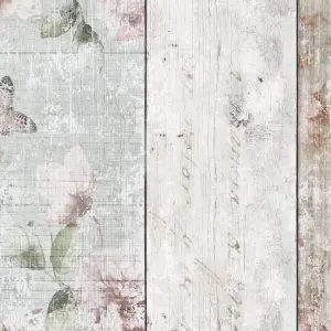 Fresco Multicolour Distressed effect Bricks & woods Smooth Wallpaper Sample