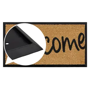 JVL Granite Rubber Tray Base Coir Doormat 40x70cm Welcome