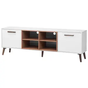 Beliani Retro TV Stand White ALLOA