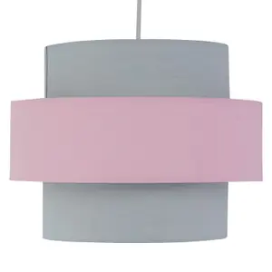 First Choice Lighting Pair of Pink and Grey Two Tier Light Shades