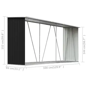 Berkfield Garden Log Storage Shed Galvanised Steel 330x84x152 cm Anthracite