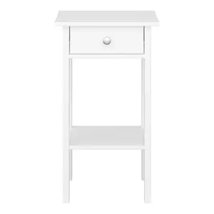 Valenca Satin white MDF 1 Drawer Bedside table (H)700mm (W)400mm (D)354mm