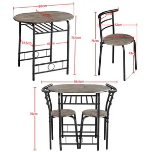 2 - Person Dining Set Drift Brown/Black / 76" H x 49" W x 42" D