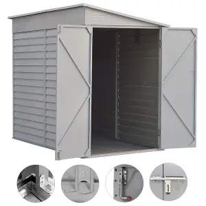 8.8 x 4.7 ft Pent Metal Garden Storage Shed Lean to Shed Motorcycle Shed with Lockable Door,White