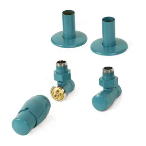 Terma Royal Teal Angled Radiator valve & lockshield (Dia)15mm x ½"