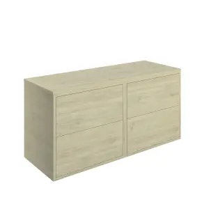 Grasmere Havana Oak effect Wall-mounted 4 Drawer Bathroom Cabinet (H) 588mm (W) 1205mm