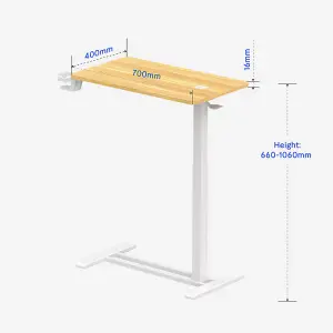 FlexiSpot Multi-functional Adjustable Side Table White Frame+700x400mm maple desktop