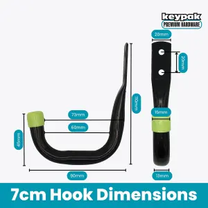 Garage Hooks Small 7cm Hooks for Storing DIY Tools & Garden Tools, Shed Storage, 30kg Load per Hook (Pack of 5)