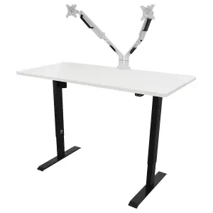 Dellonda White Electric Adjustable Standing Desk, Quiet, Home Office, 1400x700mm