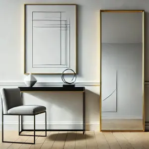 Jobu Home - Takara, Full Length Gold Metal Rectangle Mirror - 150cm x 60cm