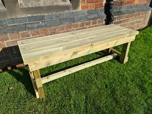 Butchers Bench, Wooden Garden Bench - L39 x W120 x H45 cm - Minimal Assembly Required