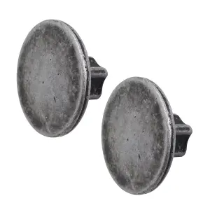 DecorAndDecor - VESTA Antique Silver Round Cabinet Knob Drawer Cupboard Kitchen Pull Handles - Pair