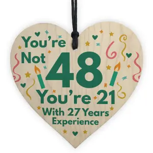 Red Ocean Funny Birthday Gifts For Women Novelty 46th Birthday Gift For Men Wooden Heart Sign Funny Birthday Card