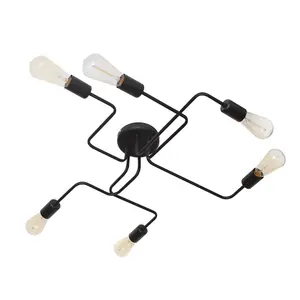 Luminosa Tube Multi Arm Semi Flush Ceiling Light Black 75cm