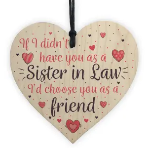 Red Ocean Sister In Law Friendship Gift Handmade Wooden Heart Chic Sign Birthday Gift For Sister Thank You