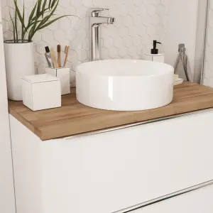 GoodHome Scalea Gloss White Round Counter top Basin (W)35cm