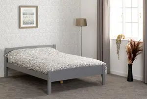 Amber Double 4ft6 135cm Wooden Bed Frame in Grey Slate