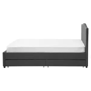 Fabric EU King Size Bed with Storage Grey MONTPELLIER