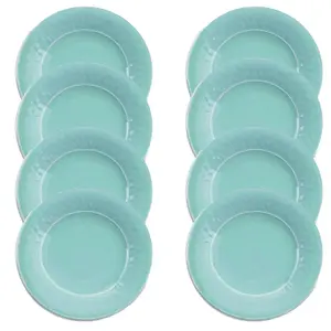 Purely Home Crackle Turquoise Melamine Dinner Plates - Set of 8