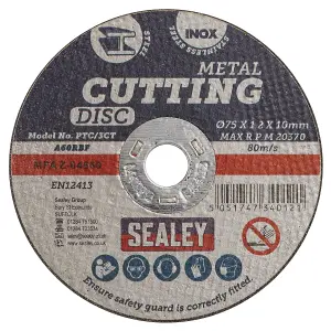 Sealey Cutting Disc 75 x 1.2mm 10mm Bore General Purpose x100 Pcs PTC/3CT100