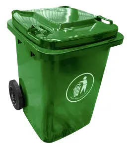 Express Wheelie Bins - Green Small Outdoor Wheelie Bin for Trash and Rubbish 80L with Rubber Wheels