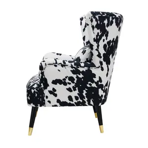 Fabric Cow Print Victoria Accent Wingback Chair