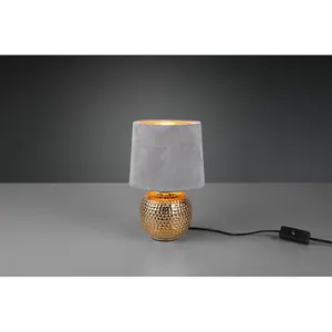 Luminosa Sophia Modern Table Lamp with Round Tapered Shade Gold Grey Shade - UK Stock