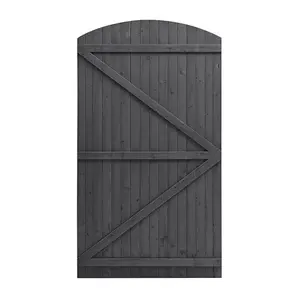 Grey Semi Braced Arch Top Strong Wooden Garden Gate with Latch  H 150cm x W 105cm