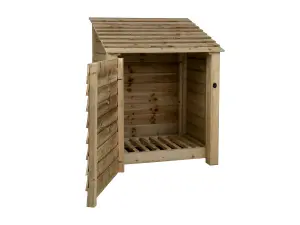 Wooden log store with door W-99cm, H-126cm, D-88cm - natural (light green) finish