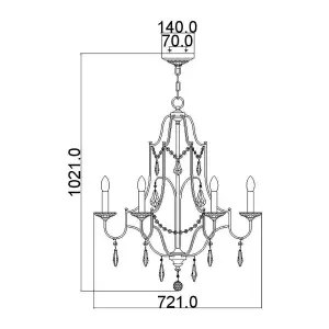 Elstead Valentina 6 Light Chandelier Bronze Finish, E14