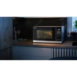 Sharp YC-PG254AU-S 25L 900W Microwave Oven with 1000W Grill Function - Silver