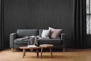 Fuse Acoustic Wooden Wall Panel in Charcoal Oak, 2.4m x 0.6m