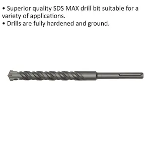 Premium 30x370mm SDS Max Drill Bit for Masonry - Fully Hardened & Precision Ground