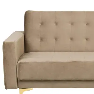 3 Seater Sofa ABERDEEN Sand Beige Velvet