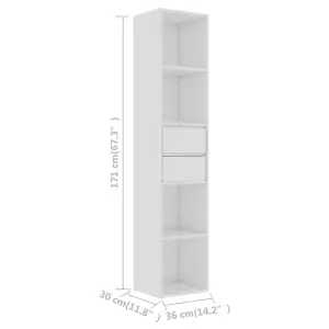 Berkfield Book Cabinet High Gloss White 36x30x171 cm Engineered Wood