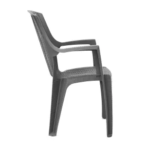 simpa Stackable Plastic Rattan Effect Garden Chair - Grey Single Chair