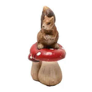 Country Living Squirrel Standing on Mushrooms Ornament