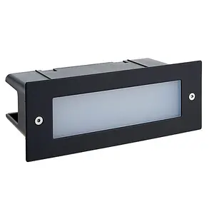 Luminosa Seina Integrated LED Outdoor Recessed Wall Light Textured Black, Frosted IP44