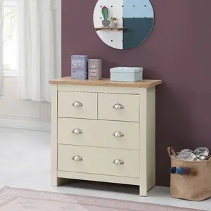 Lisbon Cream Bedroom Chest of Drawers 2+2 4 Drawer Storage Cabinet Furniture