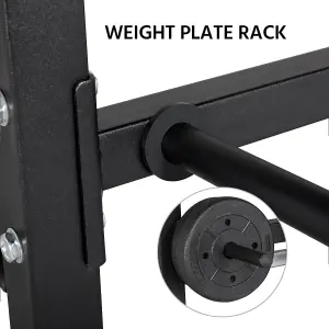 Yaheetech Black 3 Tier Dumbbell Barbell Rack for Home Gym