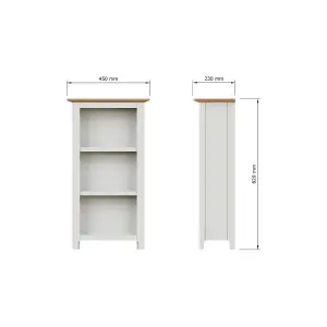 3 Tier Solid Oak Bookcase Cream Linen