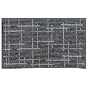 JVL Vector Machine Washable Latex Backed Doormat, 50x80cm, Grey