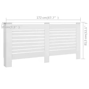 Berkfield Radiator Cover White 172x19x81.5 cm MDF