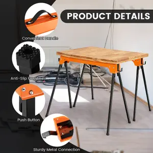 Costway 2 Pack Folding Sawhorses Lightweight & Portable Workbench Tool Stands w/ Handle No Assembly