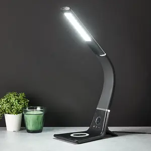 Black Curved LED Desk Lamp with Wireless Phone Charger