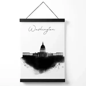 Washington Watercolour Skyline City Medium Poster with Black Hanger