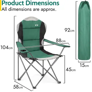 Folding Camping Chair Deluxe Padded High Back Portable Garden Fishing Trail - Green